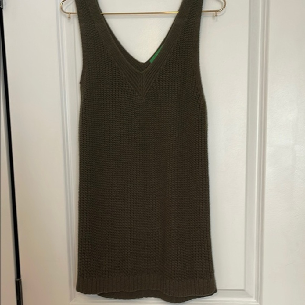 Sleeveless Knit Tank in Olive Green
